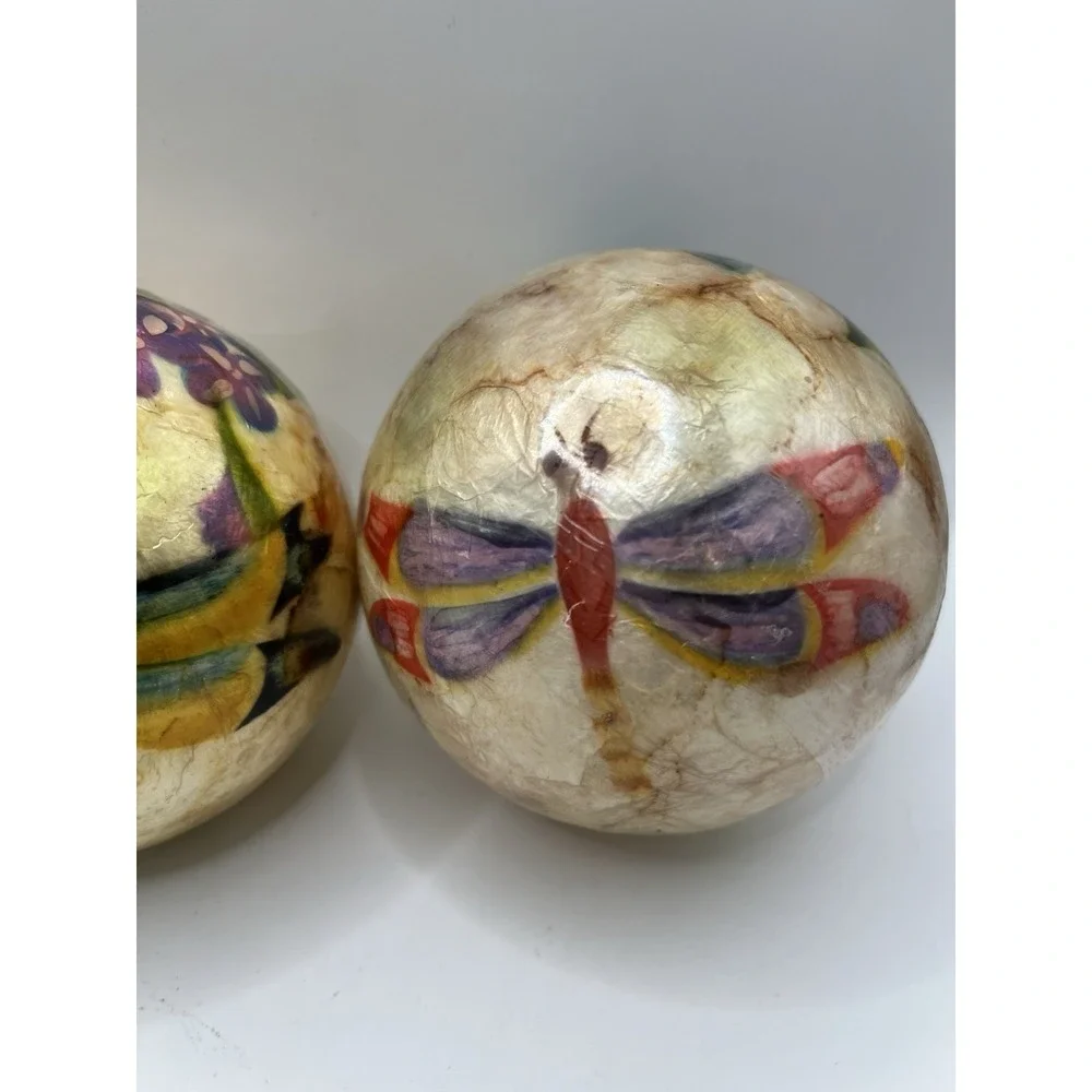 Set Of 3 Dragonfly Paper Machete‎ Decorative Balls Double Sided 4